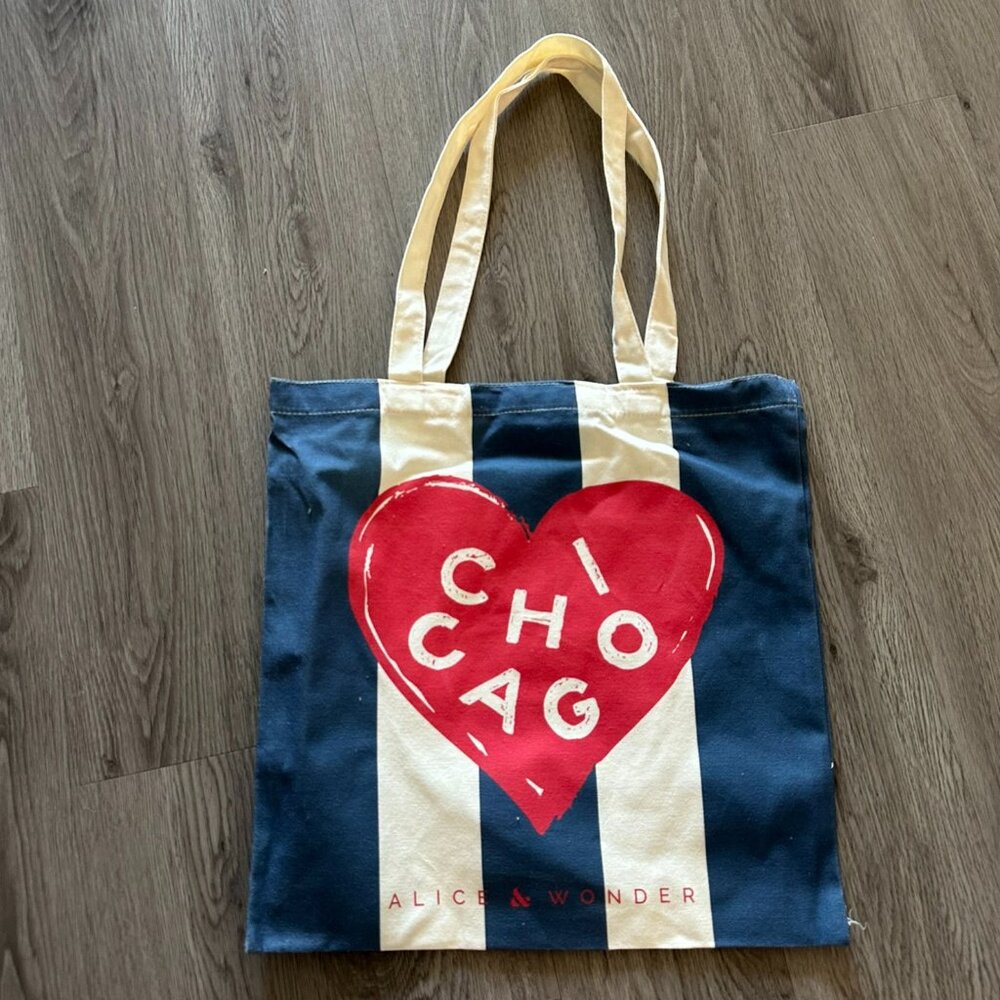 NEW Alice & Wonder Chicago Tote Bag - Blue / White